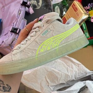 Puma Suede XL Alien Sneakers with Neon Yellow Highlights